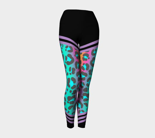 Luxury Super Wide Waist Eco Polyester Leggings Leopard Moon Purple