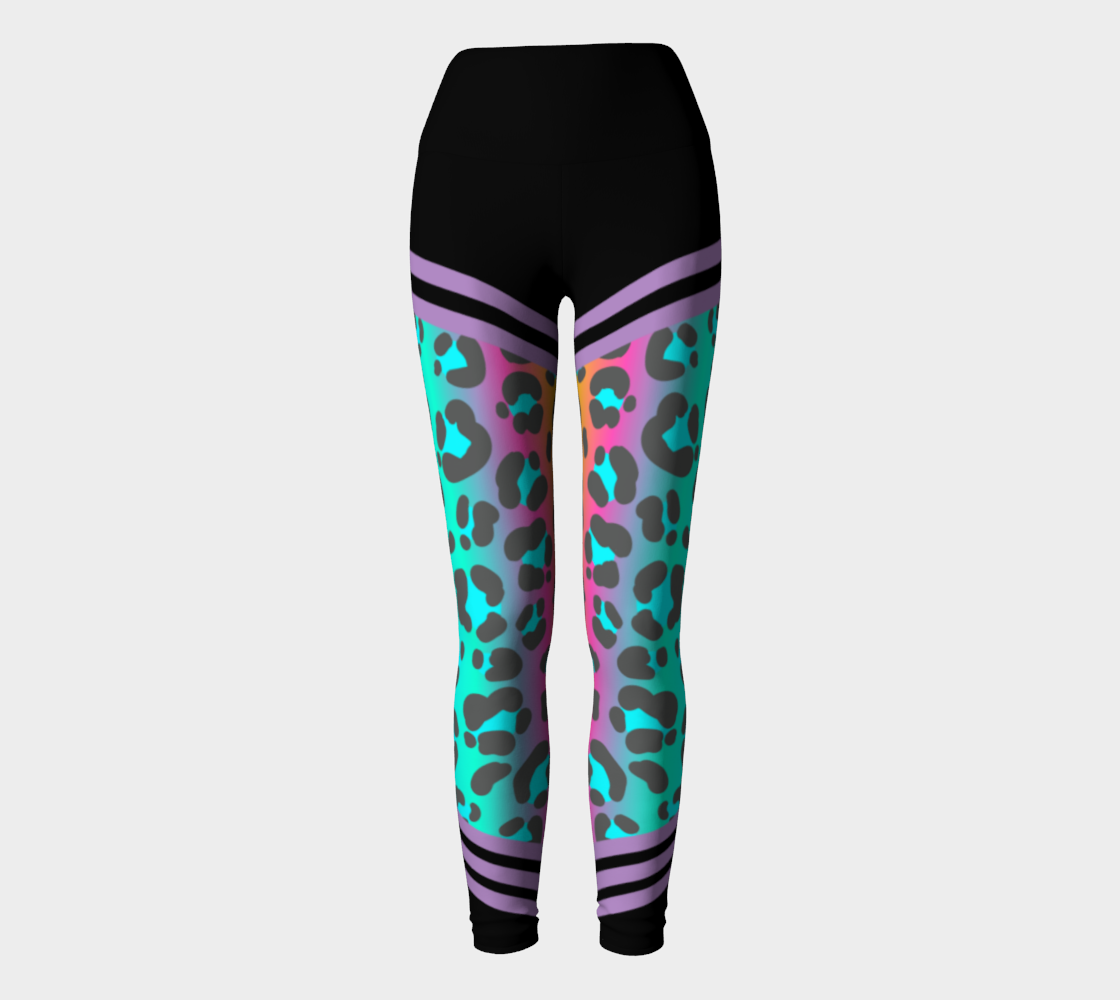 Luxury Super Wide Waist Eco Polyester Leggings Leopard Moon Purple