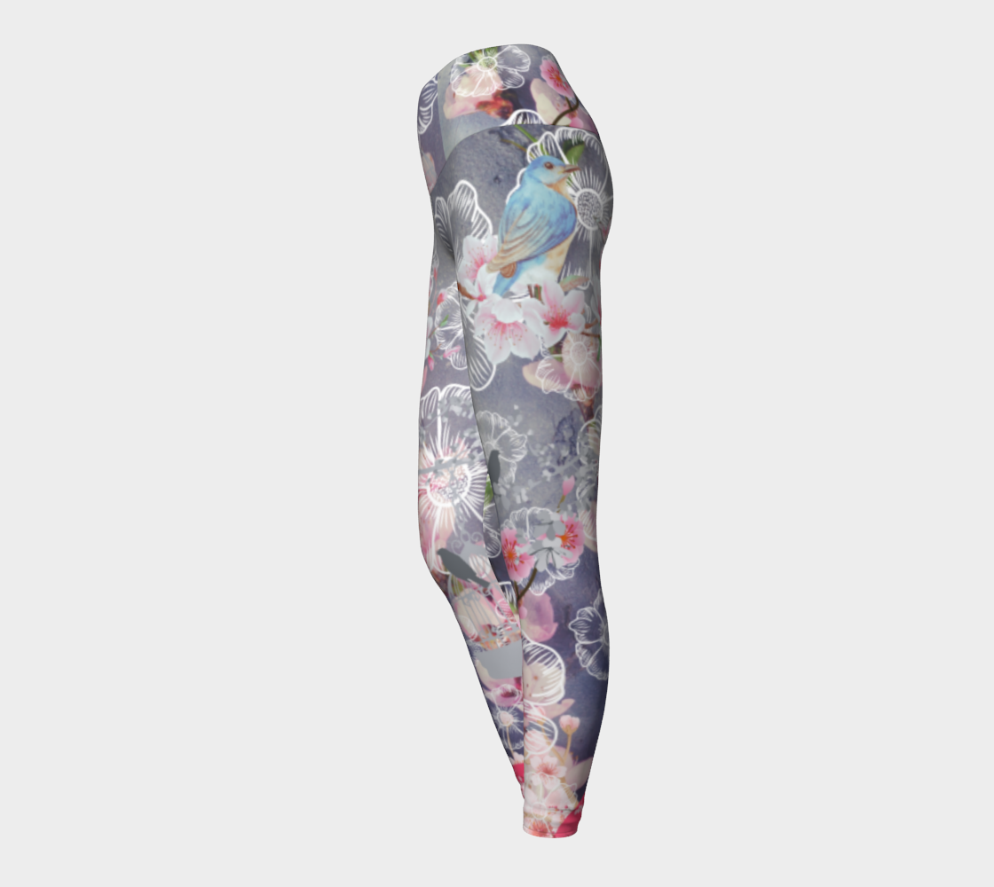 Luxury Super Wide Waist Eco Polyester Leggings Cherry blossom